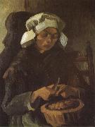 Vincent Van Gogh Peasant Woman Peeling Potatos (nn04) oil painting reproduction